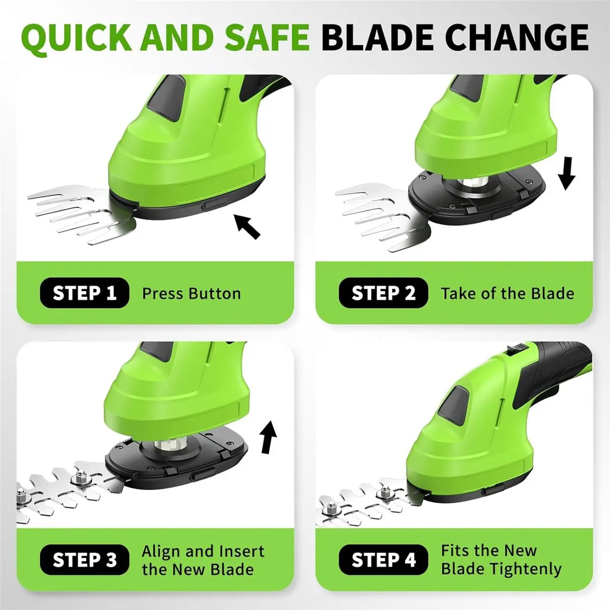 A74U Cordless Grass Shear & Shrub Trimmer, 7.2V 2-in-1 Handheld Electric Hedge Shears with USB-C Charging
A74U Cordless Grass Shear & Shrub Trimmer, 7.2V 2-in-1 Handheld Electric Hedge Shears with USB-C Charging