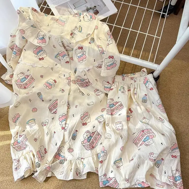 Cartoon Anime Women's New Cardigan Summer Fashion Girls' Short Sleeved Shorts Home Clothe Sweet Cute Youth Pajama Set Comfortabl
Cartoon Anime Women's New Cardigan Summer Fashion Girls' Short Sleeved Shorts Home Clothe Sweet Cute Youth Pajama Set Comfortabl