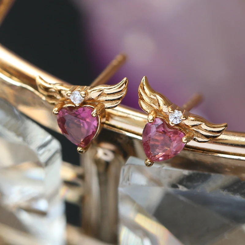 Wings Pink Tourmaline Stud Earrings Sterling Silver Exquisite Sweet Love Mini Earrings
Wings Pink Tourmaline Stud Earrings Sterling Silver Exquisite Sweet Love Mini Earrings