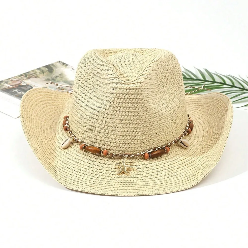 Straw Cowgirl Hat Women Men Starfish Conch Shell Western Panama Jazz Hat Summer Sun Hat For Travel Accessories
Straw Cowgirl Hat Women Men Starfish Conch Shell Western Panama Jazz Hat Summer Sun Hat For Travel Accessories