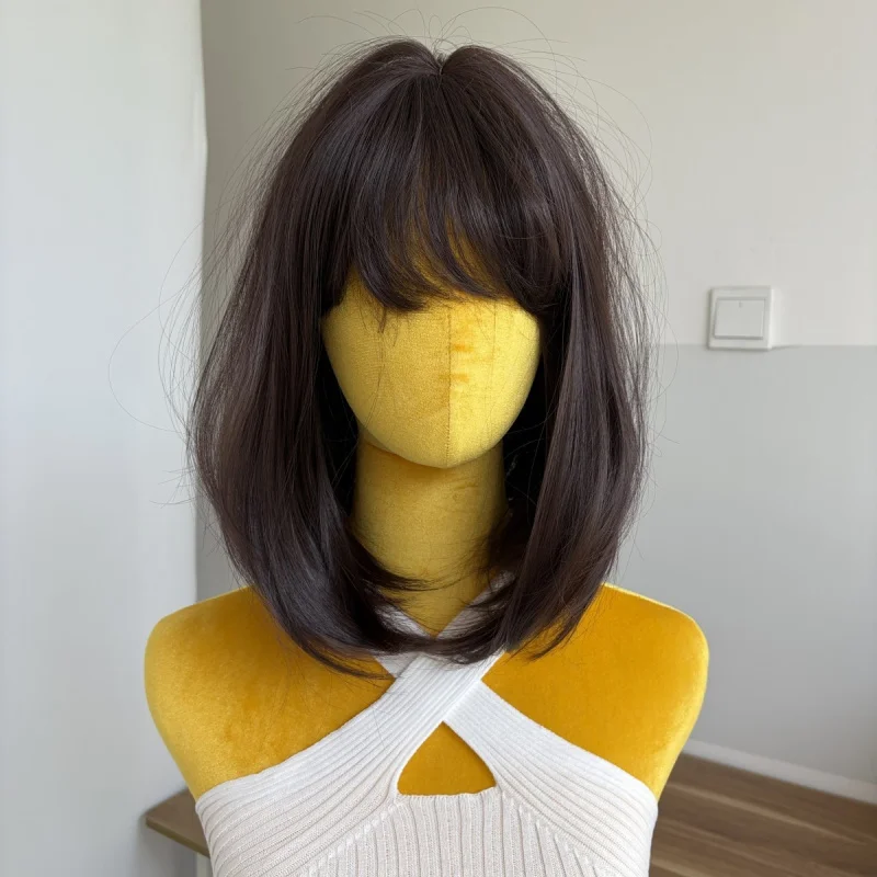 Synthetic Hair Heat Resistant Cosplay Wigs With Bangs Short Straight Dark brown
Synthetic Hair Heat Resistant Cosplay Wigs With Bangs Short Straight Dark brown