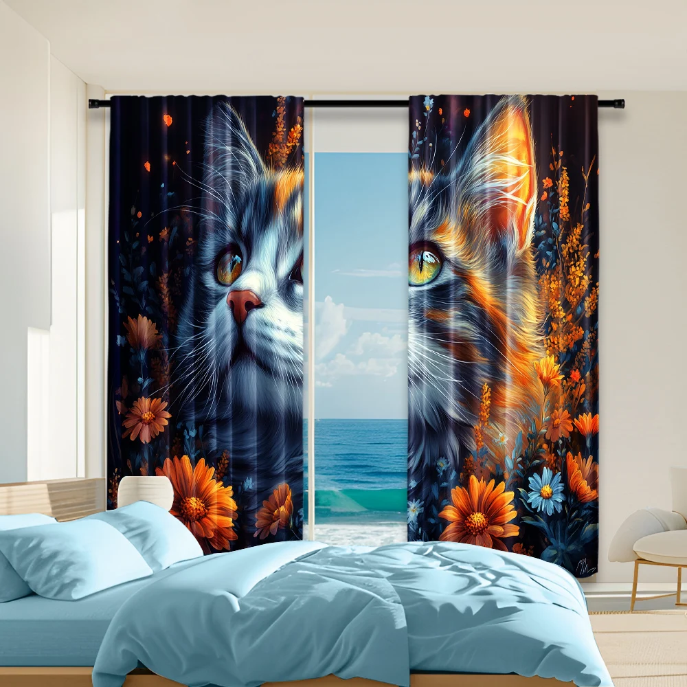 2 pcs, versatile polyester transparent curtains for home decoration Charming Cat for use in bedrooms and living rooms
2 pcs, versatile polyester transparent curtains for home decoration Charming Cat for use in bedrooms and living rooms