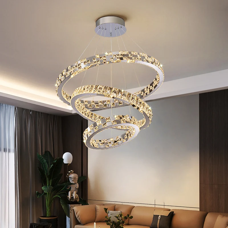 Modern Crystal Chandelier LED Crystal Rings Pendant Light Luxury Crystal Ceiling Chandeliers for Living Room Home Decor Lighting
Modern Crystal Chandelier LED Crystal Rings Pendant Light Luxury Crystal Ceiling Chandeliers for Living Room Home Decor Lighting