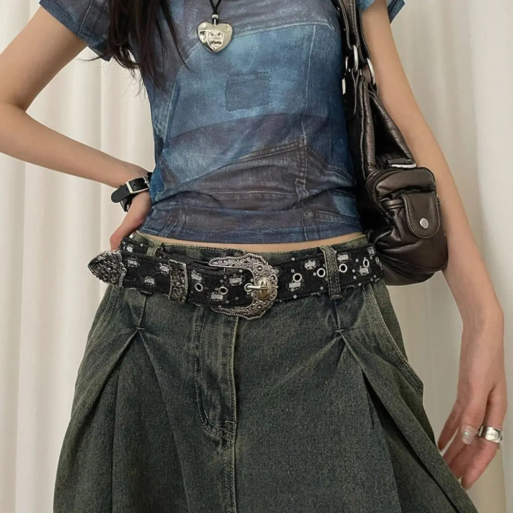 Adjustable Korean Style Retro Jeans Belt Harajuku Black Denim Metal Buckle Belts Aesthetic Y2k Vintage Wide Belt Lady
Adjustable Korean Style Retro Jeans Belt Harajuku Black Denim Metal Buckle Belts Aesthetic Y2k Vintage Wide Belt Lady