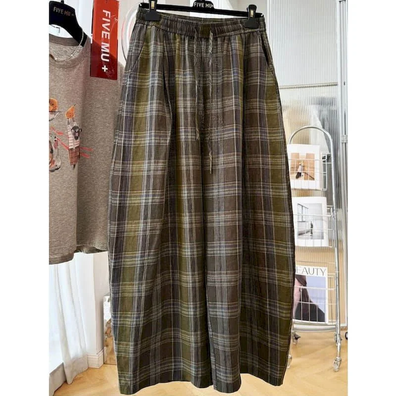 Baggy Pants Women 2026 Summer Thin Vintage Loose Korean Style Wide Leg Trousers Women Plaid Elastic Waisted Casual Lantern Pants
Baggy Pants Women 2026 Summer Thin Vintage Loose Korean Style Wide Leg Trousers Women Plaid Elastic Waisted Casual Lantern Pants