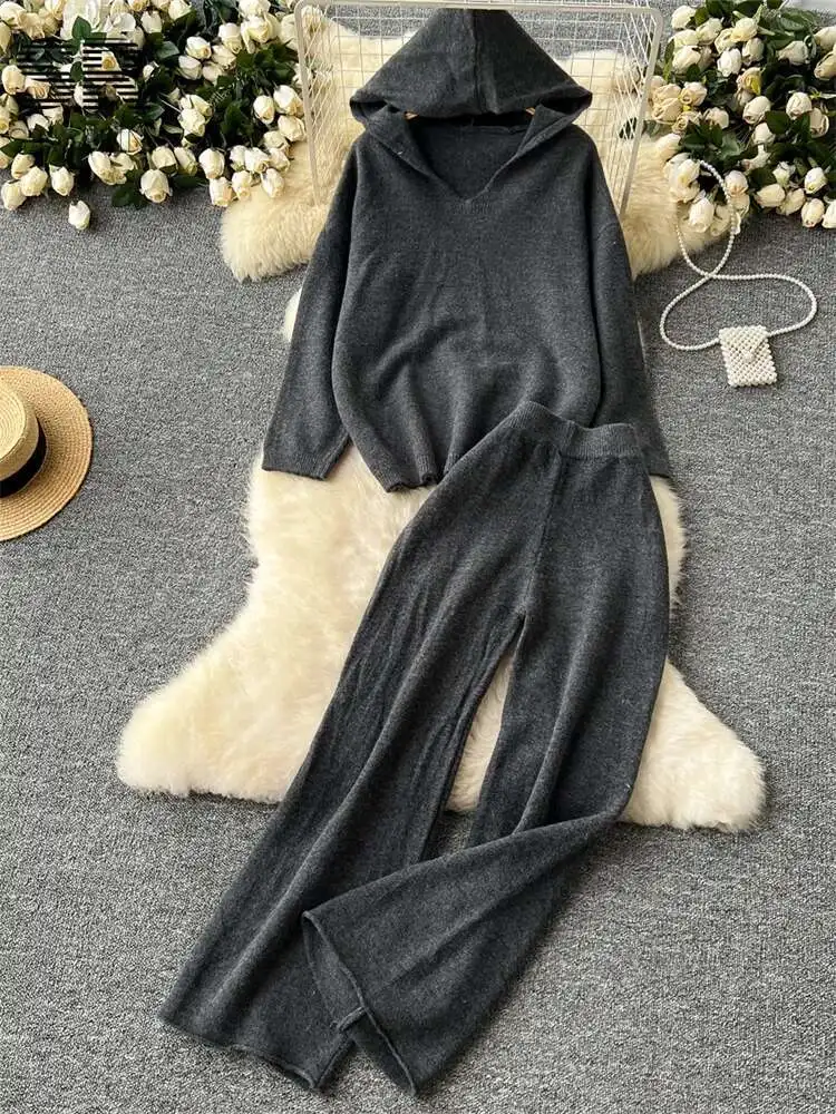 BabYoung Basics Knit Two Piece Women Long Sleeve Hoodie+Loose Elastic Waist Wide Leg Pants Casual Autumn Winter 2Pcs Set
BabYoung Basics Knit Two Piece Women Long Sleeve Hoodie+Loose Elastic Waist Wide Leg Pants Casual Autumn Winter 2Pcs Set