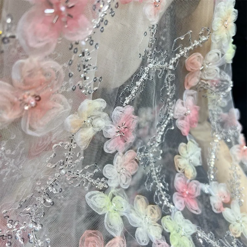 Floral Bugle Bead Sequin Embroidered Tulle Fabric for DIY Sewing Wedding Dress Garment Accessories Clothing Fashion Cloth
Floral Bugle Bead Sequin Embroidered Tulle Fabric for DIY Sewing Wedding Dress Garment Accessories Clothing Fashion Cloth