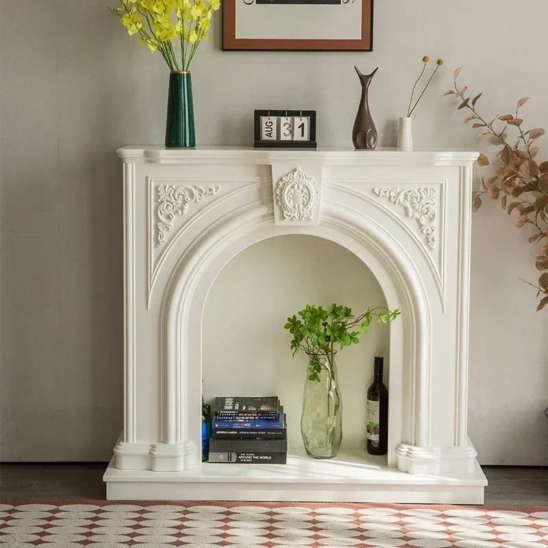 Светлый французский кремово-белый винтажный камин из цельного дерева, входной шкаф для гостиной, имитация пламени, каминный шкаф 
Светлый французский кремово-белый винтажный камин из цельного дерева, входной шкаф для гостиной, имитация пламени, каминный шкаф
