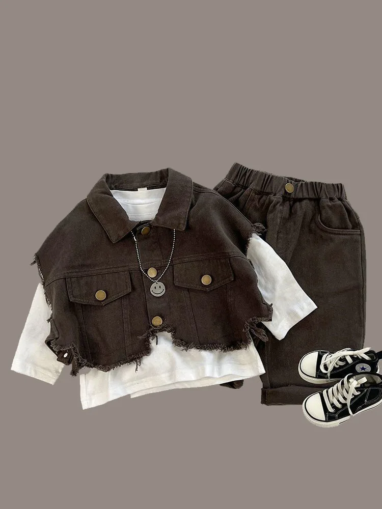Children's Spring Autumn Set Boys Vest Coat Casual Pants Two Piece Set Trendy Children's Clothing Sets For Children Clothing Set
Children's Spring Autumn Set Boys Vest Coat Casual Pants Two Piece Set Trendy Children's Clothing Sets For Children Clothing Set