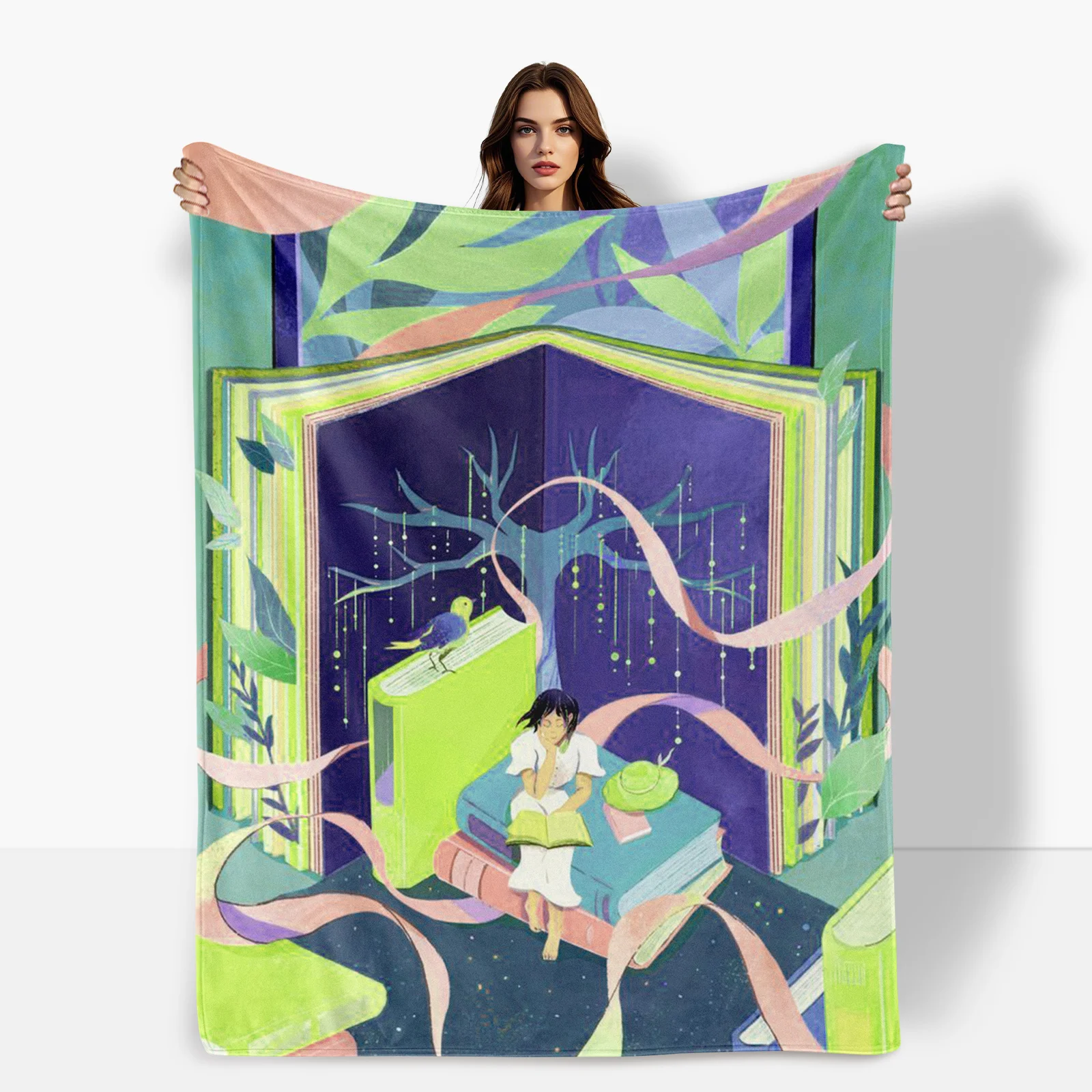 Book-Inspired Design With Green And Purple Ribbon Pattern Blanket For Literary-Themed Decor And Unique Gift For Adults
Book-Inspired Design With Green And Purple Ribbon Pattern Blanket For Literary-Themed Decor And Unique Gift For Adults