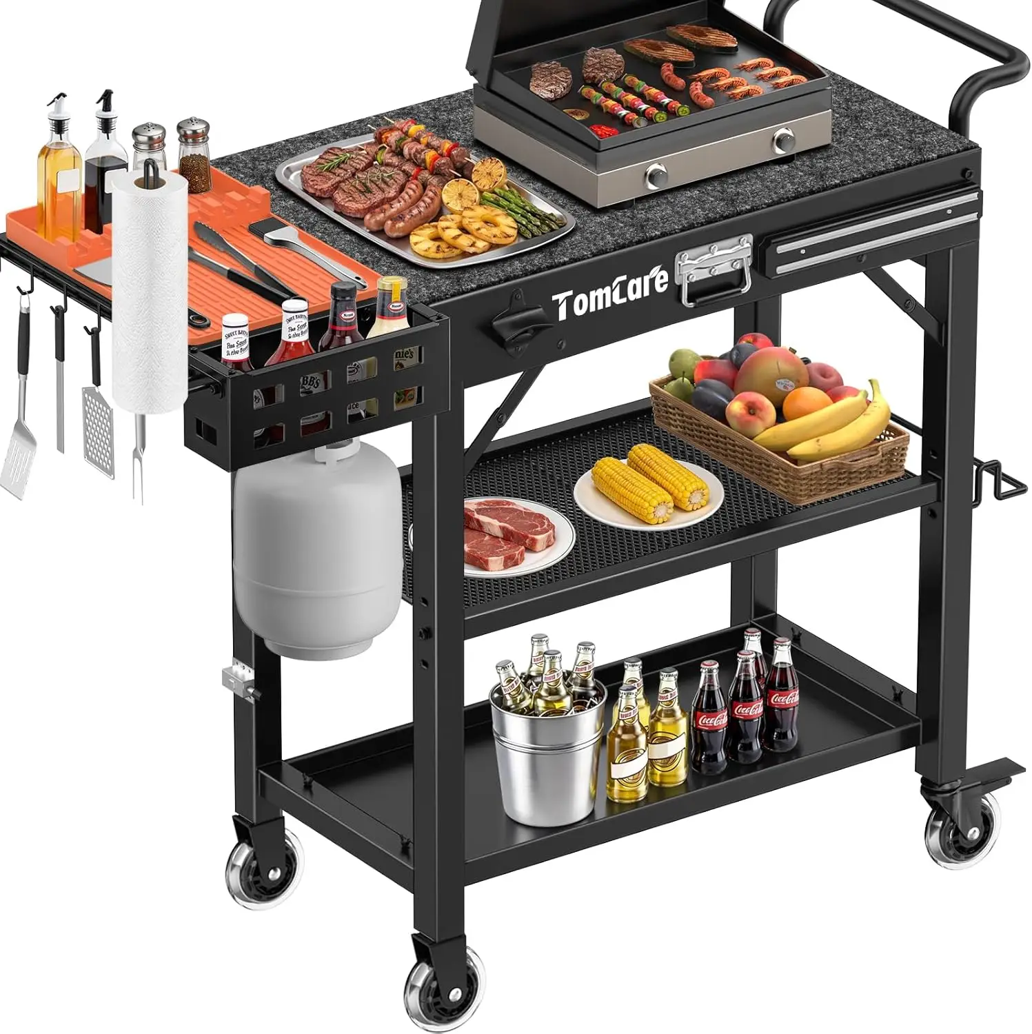 Grill Table with 3-Tier Storage Shelves Lockable Wheels Grill Cart with Silicone Grill Mat Heavy Duty Outdoor Tabletop G
Grill Table with 3-Tier Storage Shelves Lockable Wheels Grill Cart with Silicone Grill Mat Heavy Duty Outdoor Tabletop G