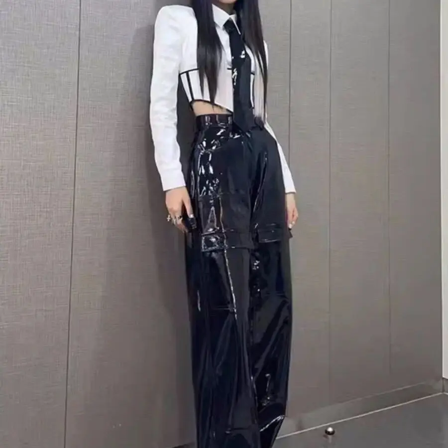 Kpop Idol outfit Gidle Korean Girl Group Jazz Dance Trendy Cool Hip Hop jazz Performance Outfit Leather Pants Set
Kpop Idol outfit Gidle Korean Girl Group Jazz Dance Trendy Cool Hip Hop jazz Performance Outfit Leather Pants Set