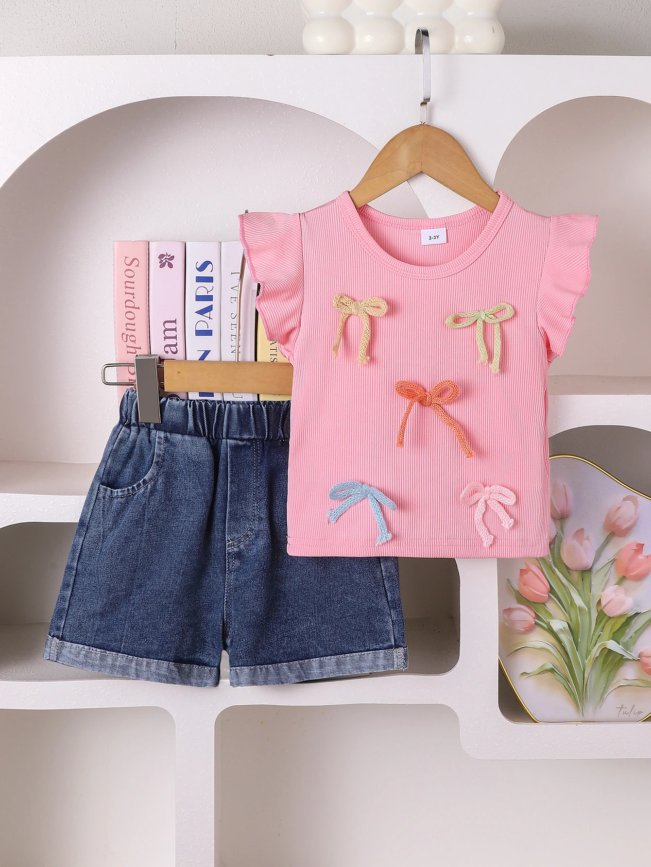 0-3 Year-Old Girl's Summer Sweet And Cute Bow Pink T-Shirt + Denim Shorts
0-3 Year-Old Girl's Summer Sweet And Cute Bow Pink T-Shirt + Denim Shorts