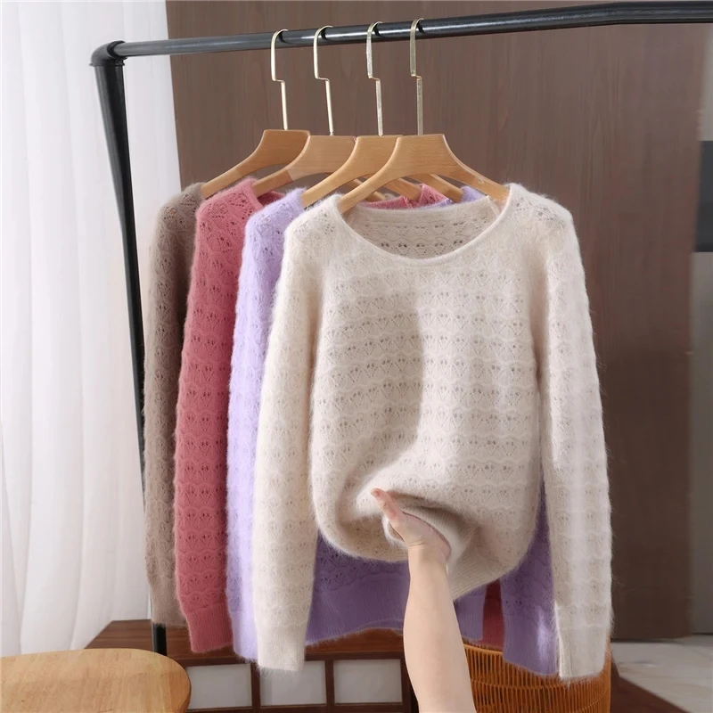 2025 Women 100% Mink Cashmere Sweater O-Neck Pullover Warm Casual Autumn Winter Long Sleeve Cashmere Knitwear Hollow Out Tops
2025 Women 100% Mink Cashmere Sweater O-Neck Pullover Warm Casual Autumn Winter Long Sleeve Cashmere Knitwear Hollow Out Tops