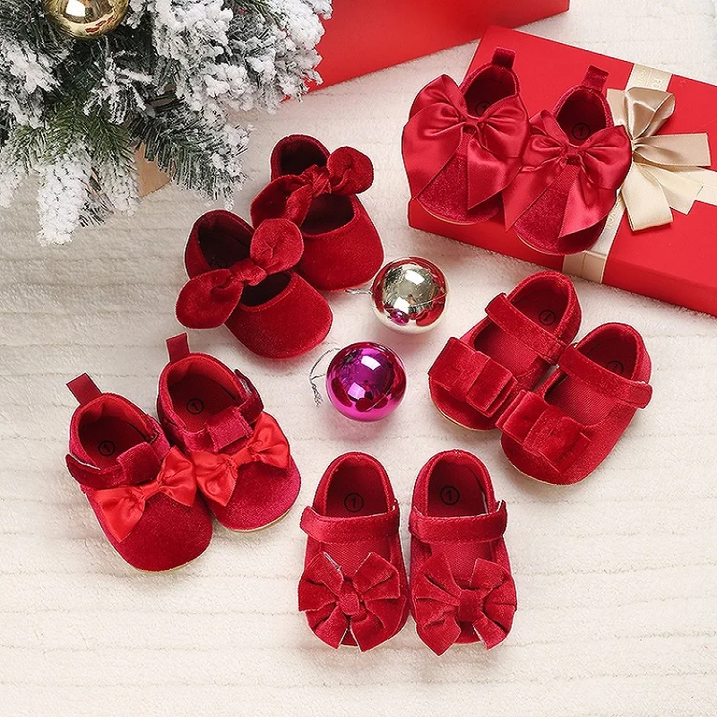 New Christmas Red Baby Girl Cute PU Leather Soft Sole Princess Shoes Bow Step 0-1 Year Walking Shoes
New Christmas Red Baby Girl Cute PU Leather Soft Sole Princess Shoes Bow Step 0-1 Year Walking Shoes