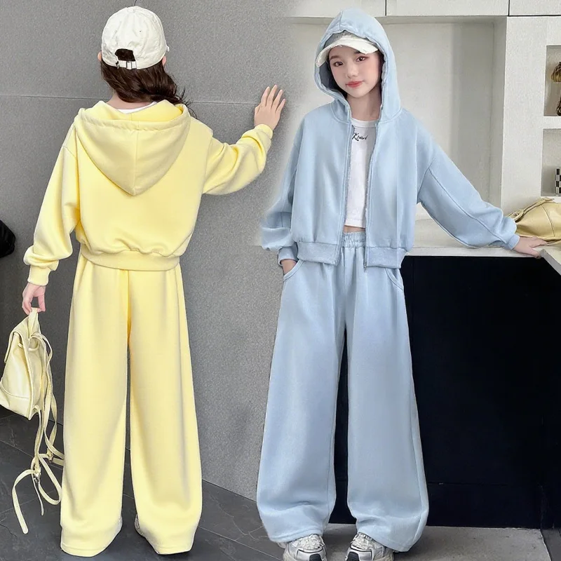 New Spring/Autumn Girls Clothes Set Children Suit Teenager Tracksuit Jacket Hooded Crop Top + Wide Leg Pants 4-15 Years
New Spring/Autumn Girls Clothes Set Children Suit Teenager Tracksuit Jacket Hooded Crop Top + Wide Leg Pants 4-15 Years