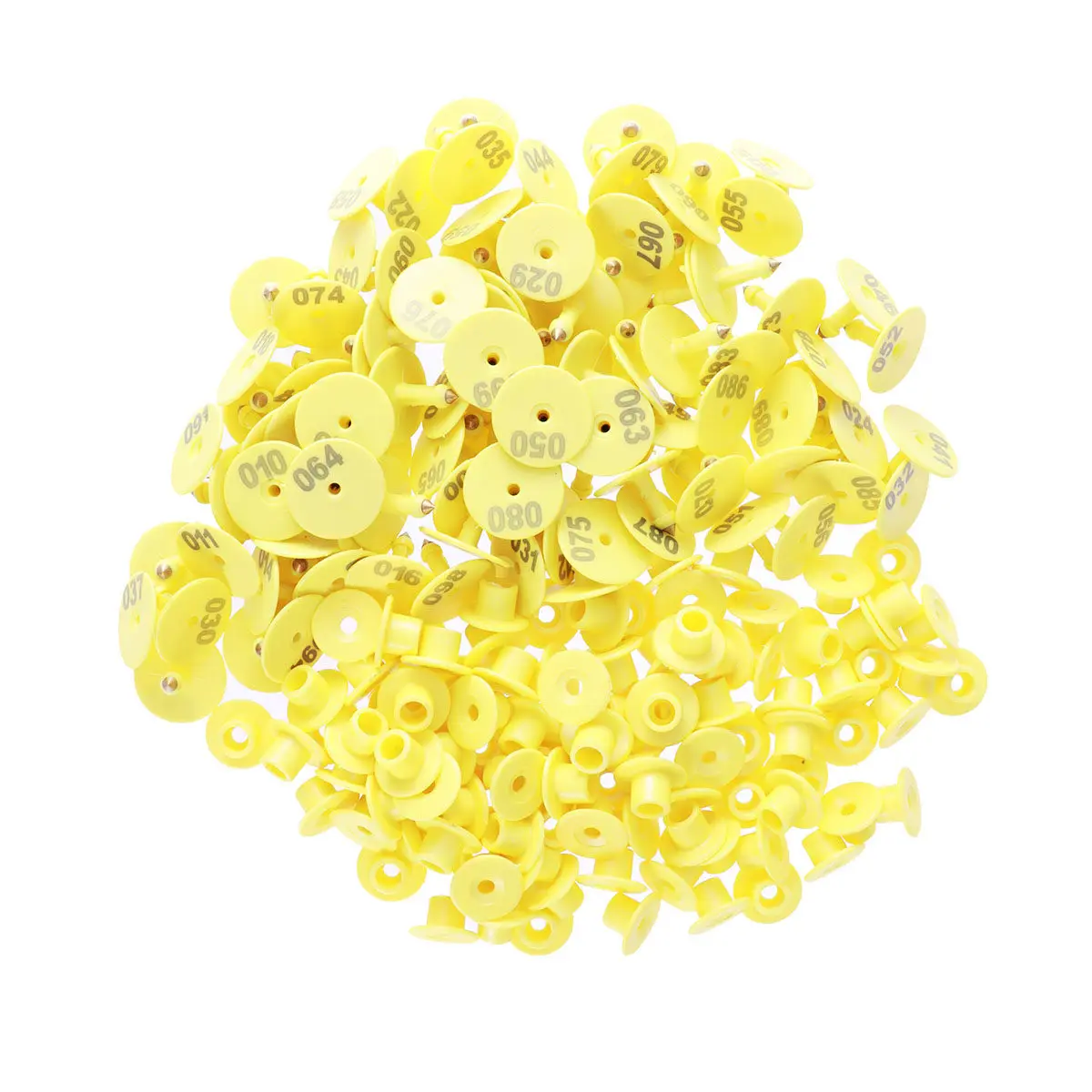 100 шт. пластиковых ушных бирок для идентификации скота (крупного рогатого скота, коз, свиней), желтые, с неразъемной конструкцией и невыцветающей печатью
100 шт. пластиковых ушных бирок для идентификации скота (крупного рогатого скота, коз, свиней), желтые, с неразъемной конструкцией и невыцветающей печатью