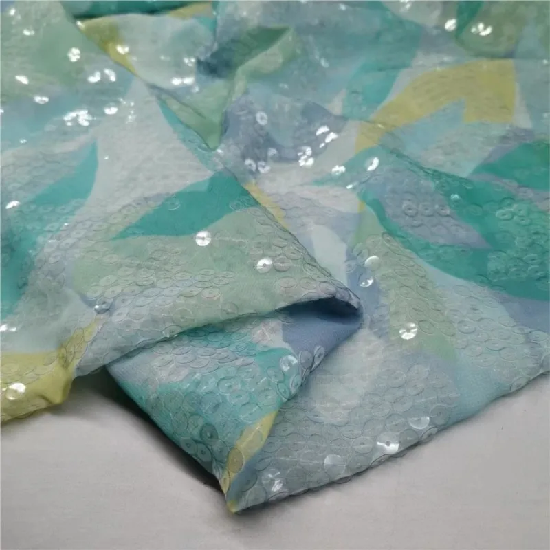 Transparent Sequined Chiffon Fabric Fashion Embroidery Gown Diy Hand-Made Sewing Material
Transparent Sequined Chiffon Fabric Fashion Embroidery Gown Diy Hand-Made Sewing Material