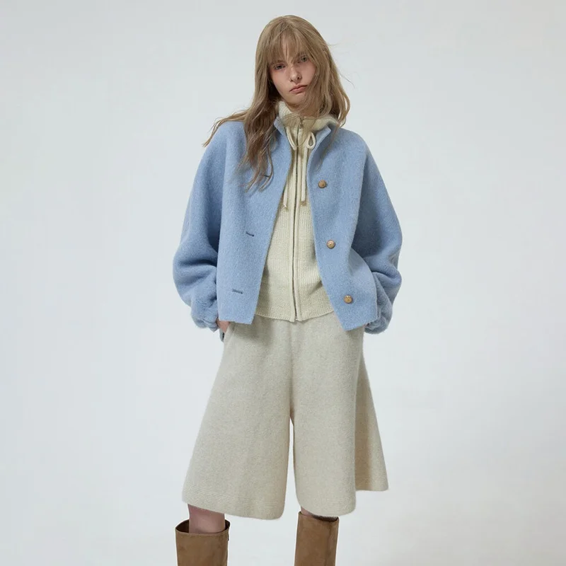 Double-Sided Hand-Stitched Woolen Coat 59% Alpaca Commuter Sle Korean Faion Pure Color Button ket Regular Sve 
Double-Sided Hand-Stitched Woolen Coat 59% Alpaca Commuter Sle Korean Faion Pure Color Button ket Regular Sve