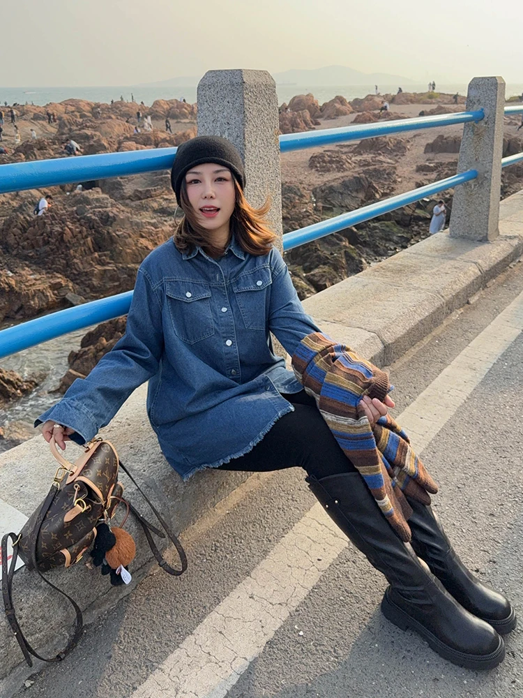 Vogana, оригинальный крутой американский повседневный джинсовый свободный утягивающий открытый кардиган, пальто для женщин больших размеров
Vogana, оригинальный крутой американский повседневный джинсовый свободный утягивающий открытый кардиган, пальто для женщин больших размеров