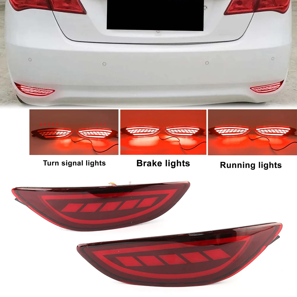 LED Rear Bumper Reflectors Sequential Turn Signals Brake Lights Scanning Running Lamp for Hyundai ACCENT Verna Solaris 2008-2015
LED Rear Bumper Reflectors Sequential Turn Signals Brake Lights Scanning Running Lamp for Hyundai ACCENT Verna Solaris 2008-2015