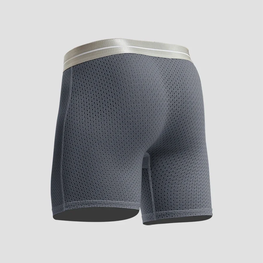 Professional sports men's underwear lengthened anti-wear leg boxer shorts ice silk hollow breathable quick dry running long leg
Professional sports men's underwear lengthened anti-wear leg boxer shorts ice silk hollow breathable quick dry running long leg