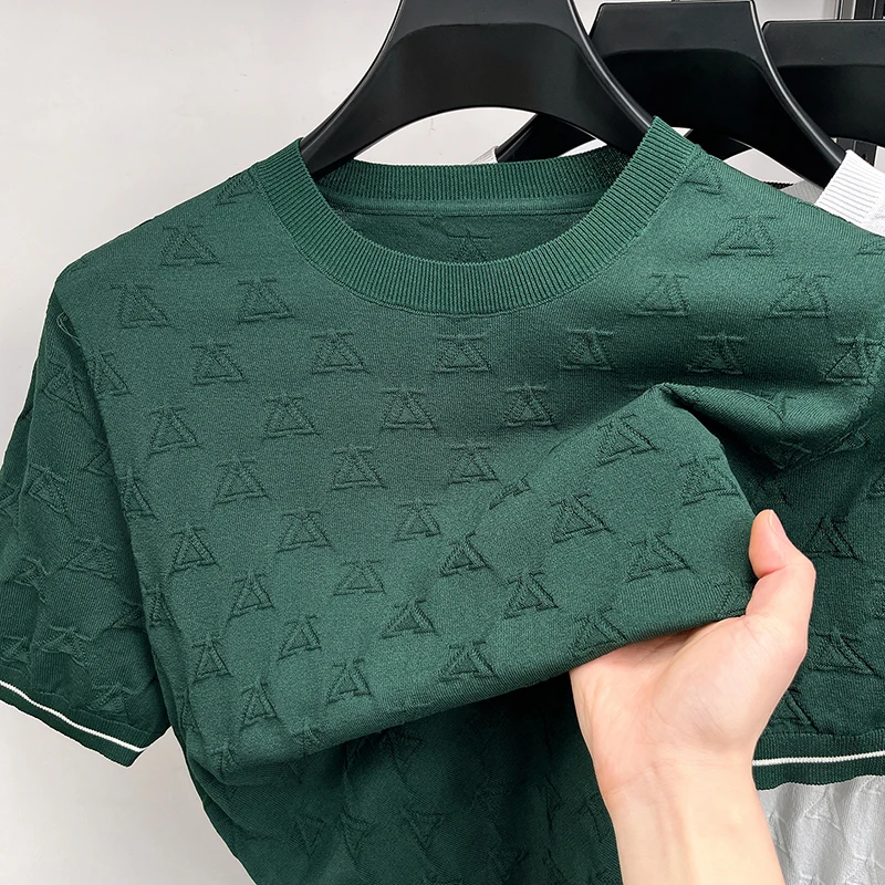 2026 Summer New Trendy European Knitted Short Sleeved T-shirt for Men, High End Slim Fit Jacquard Letter Half Sleeve Base Shirt
2026 Summer New Trendy European Knitted Short Sleeved T-shirt for Men, High End Slim Fit Jacquard Letter Half Sleeve Base Shirt