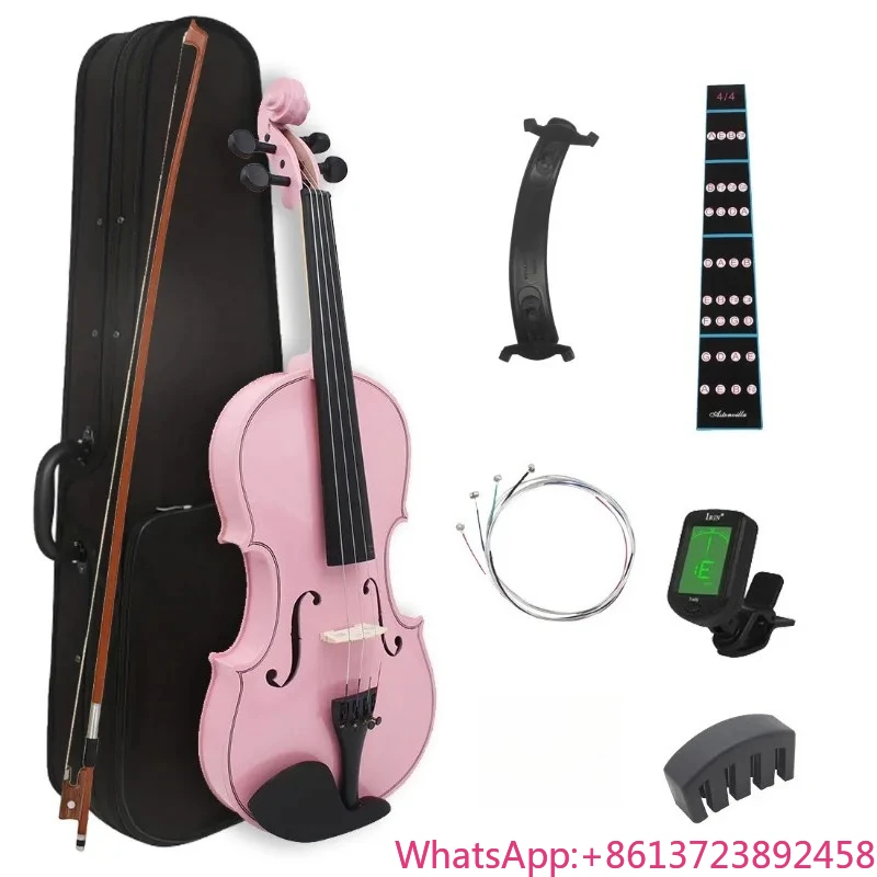 Pink 4/4 Violin Basswood Black Acoustic Violin with Case/ Bow /Rosin /Strings/Tuner & Shoulder Rest Accessories for Beginner
Pink 4/4 Violin Basswood Black Acoustic Violin with Case/ Bow /Rosin /Strings/Tuner & Shoulder Rest Accessories for Beginner