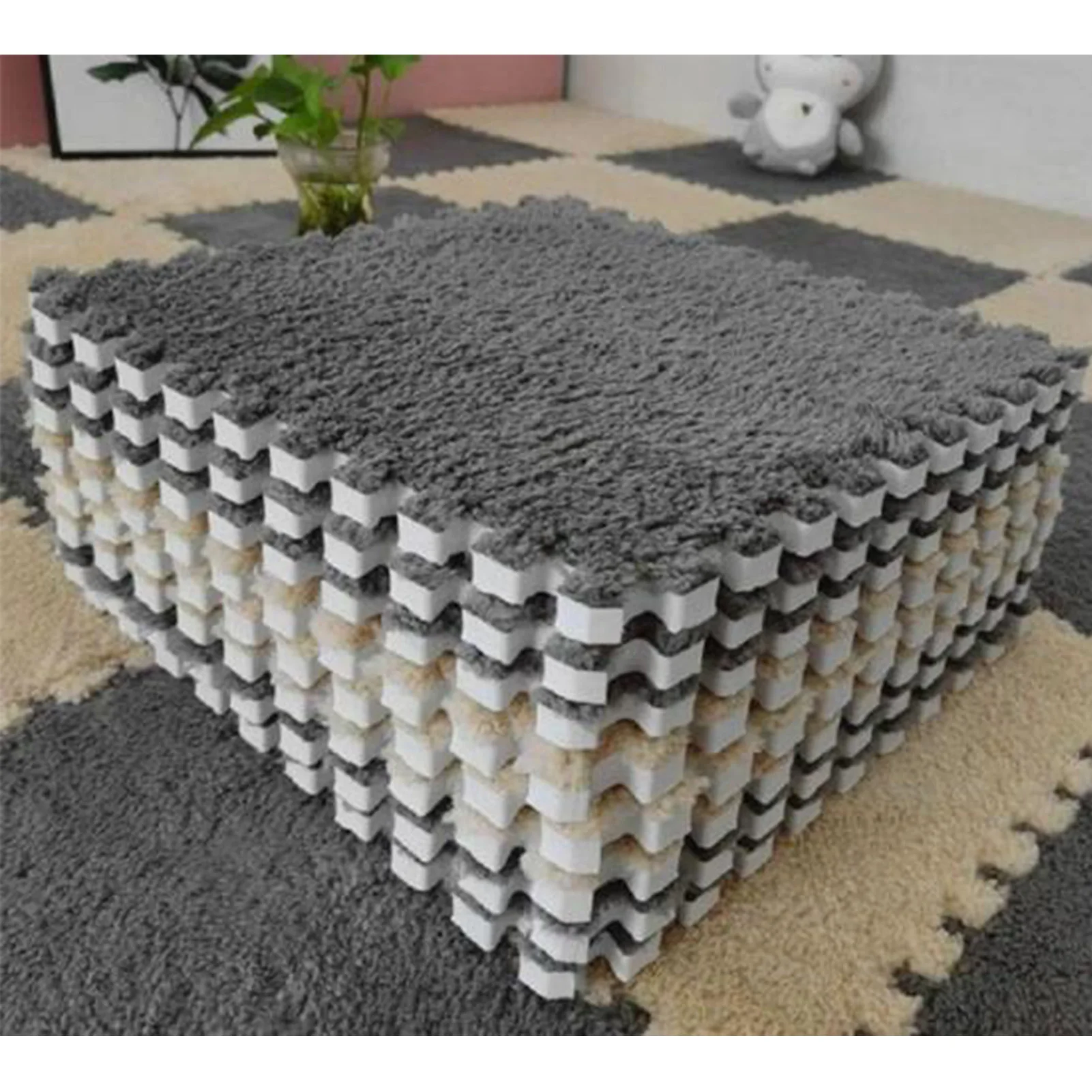 10Pcs Plush Foam Interlocking Carpet Tiles 11.8x11.8in Anti Slip Versatile Soft Interlocking Floor Mat For Living Room Bedroom
10Pcs Plush Foam Interlocking Carpet Tiles 11.8x11.8in Anti Slip Versatile Soft Interlocking Floor Mat For Living Room Bedroom