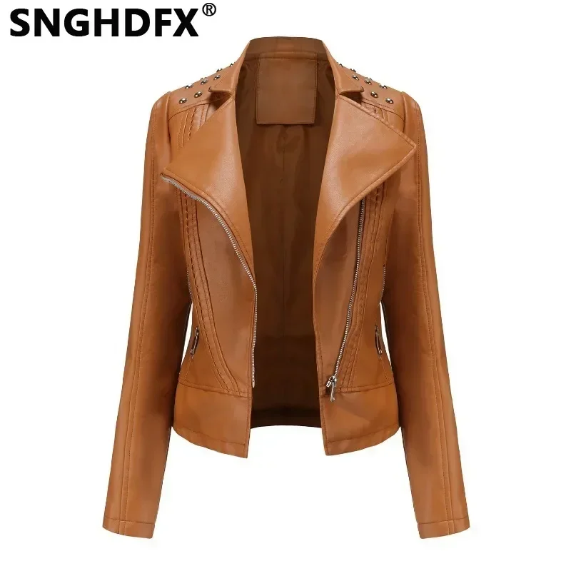 SNGHDFX Women's Coats Rivet Jackets Female Clothing Leather Motorcycle Outwear Long Sleeve Fashion 2024 New Spring Autumn Winter
SNGHDFX Women's Coats Rivet Jackets Female Clothing Leather Motorcycle Outwear Long Sleeve Fashion 2024 New Spring Autumn Winter