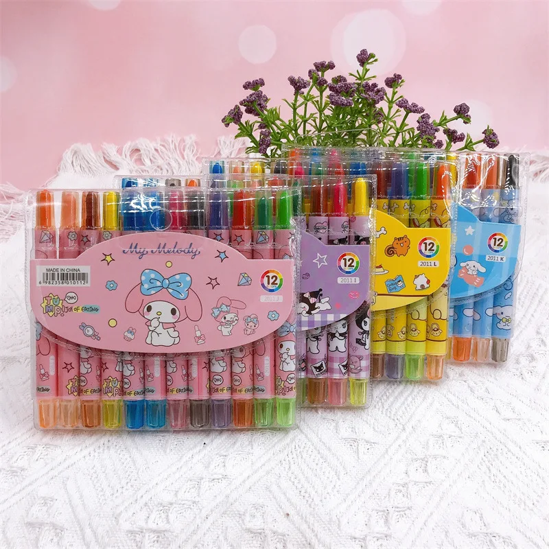 Sanrio 12 Colors Rotary Painting Pen cinnamoroll Accessories Cute Kawaii Cartoon Anime Short Graffiti Crayons Toy for Girl Gift
Sanrio 12 Colors Rotary Painting Pen cinnamoroll Accessories Cute Kawaii Cartoon Anime Short Graffiti Crayons Toy for Girl Gift