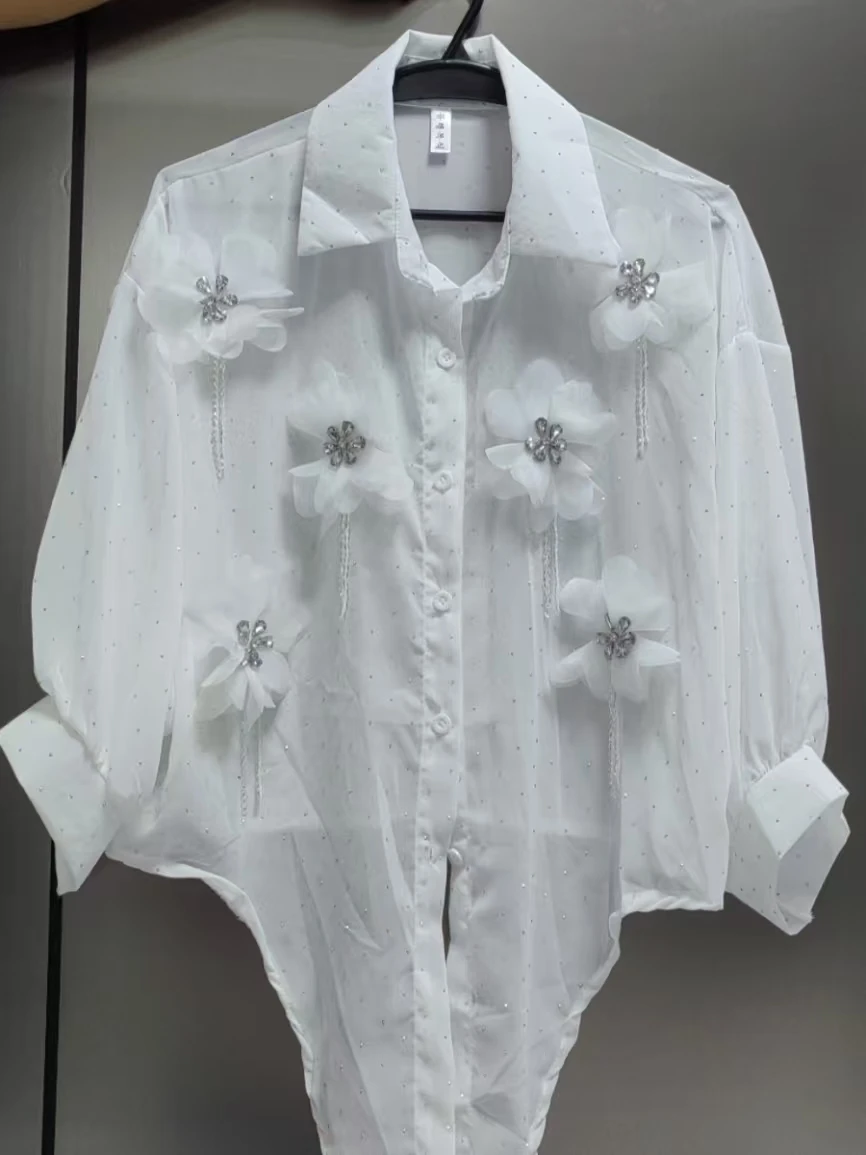 High Quality Sparkle Dimaonds Sunscreen Shirts Blouses for Women's Sexy Crop White Tops Spring Summer 2026 Woman Clothing
High Quality Sparkle Dimaonds Sunscreen Shirts Blouses for Women's Sexy Crop White Tops Spring Summer 2026 Woman Clothing
