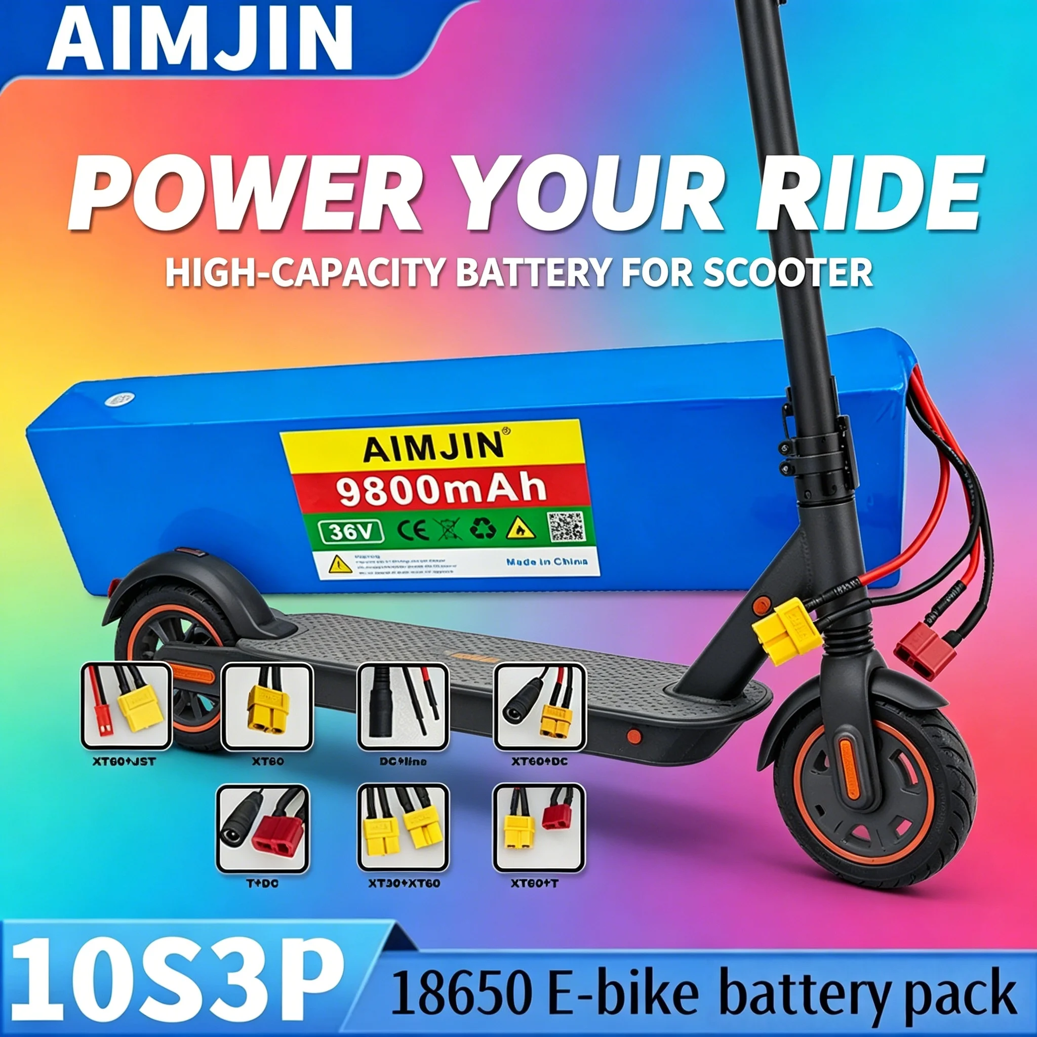36V 9800mAh High Capacity Rechargeable Lithium Battery Pack 10S3P for E-Bike E-Scooter Power Tools with BMS
36V 9800mAh High Capacity Rechargeable Lithium Battery Pack 10S3P for E-Bike E-Scooter Power Tools with BMS