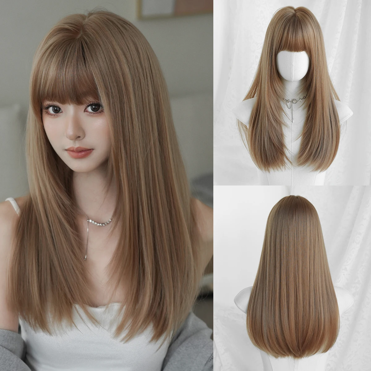 NAMM Long Straight Flaxen Brown Wig for Women Natural Synthetic Loose Layered Hair Wigs with Curtain Bangs Cosplay Wigs
NAMM Long Straight Flaxen Brown Wig for Women Natural Synthetic Loose Layered Hair Wigs with Curtain Bangs Cosplay Wigs