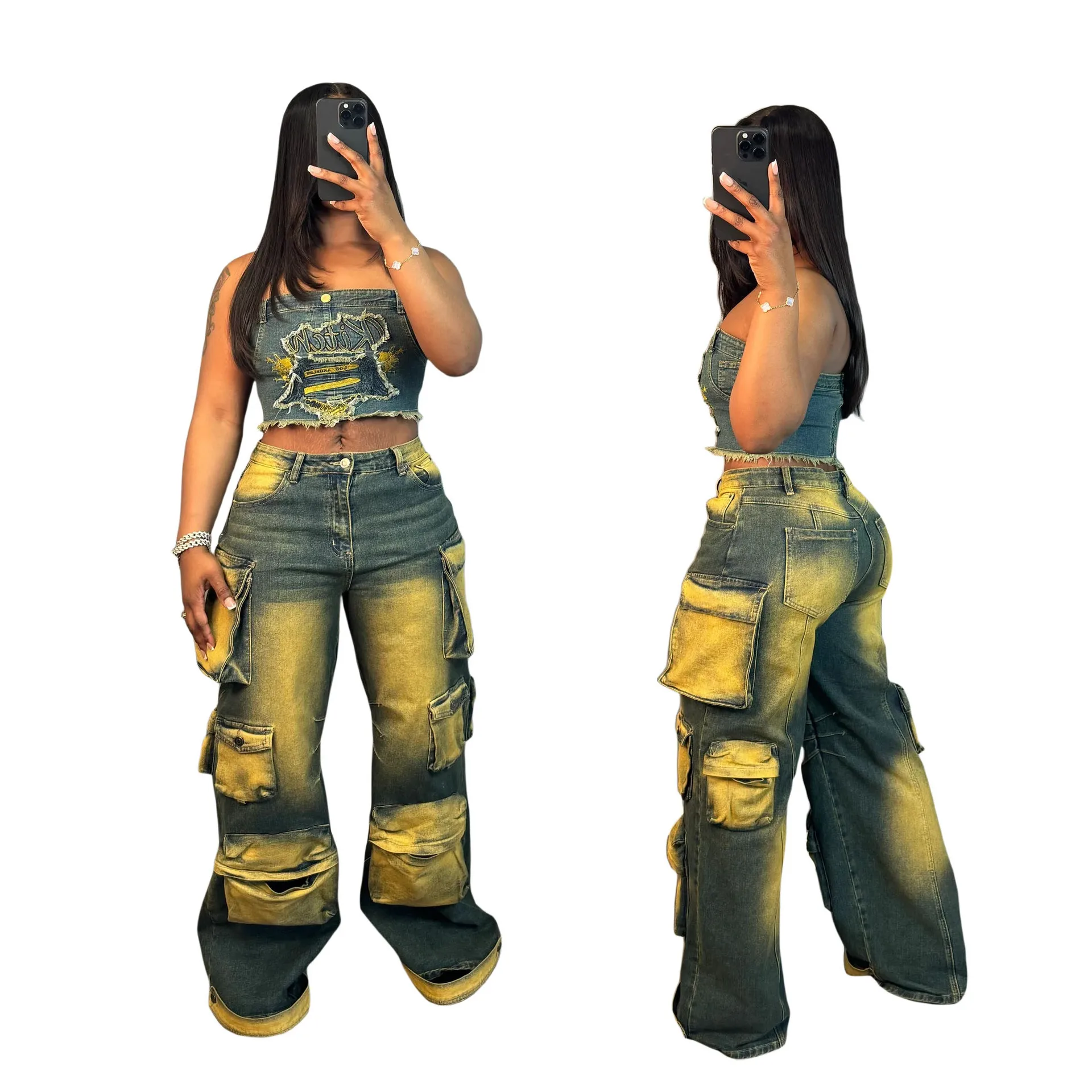 Women Denim Pants Summer Casual Baggy Multi Pocket Elastic Denim Cargo Pants Streetwear Lady High Waist Straight Jean Trousers
Women Denim Pants Summer Casual Baggy Multi Pocket Elastic Denim Cargo Pants Streetwear Lady High Waist Straight Jean Trousers