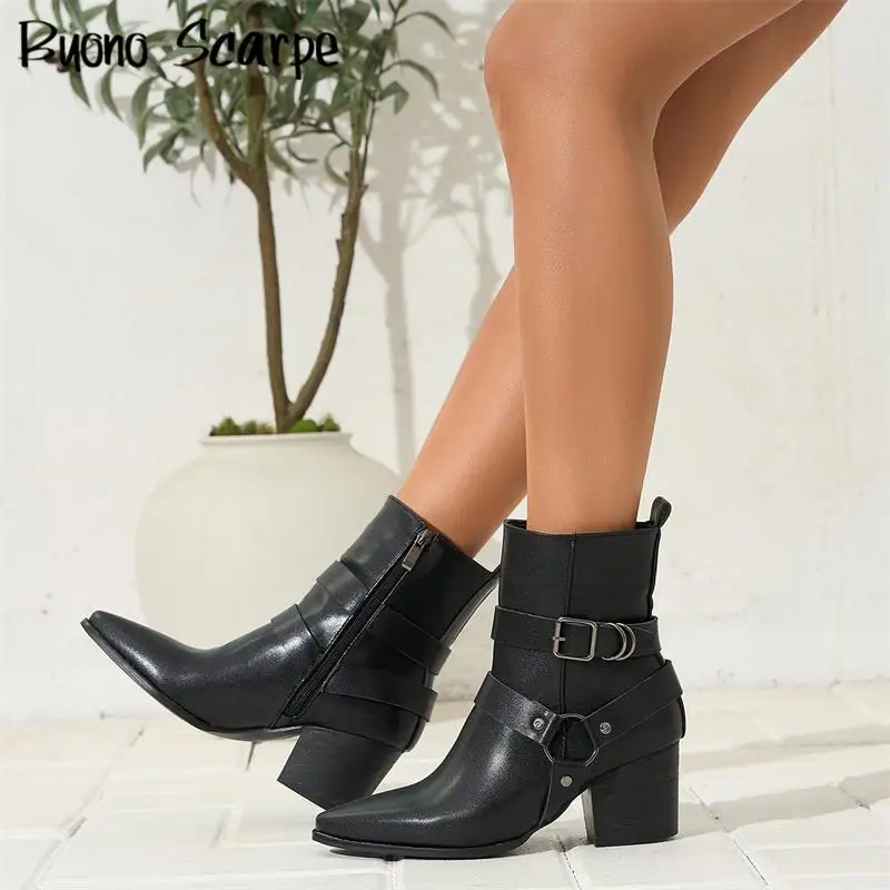 Женские ботильоны на высоком каблуке с острым носком и пряжкой в западном стиле, однотонная модная лаконичная зимняя обувь большого размера на молнии
Женские ботильоны на высоком каблуке с острым носком и пряжкой в западном стиле, однотонная модная лаконичная зимняя обувь большого размера на молнии