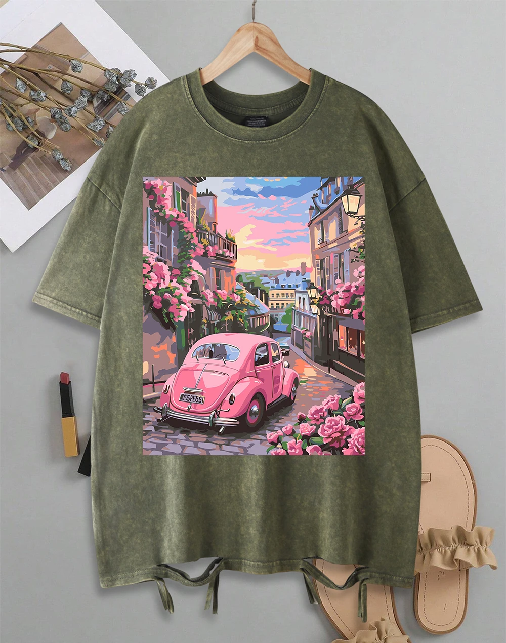 Pink'S Romantic Town Design Washed Holes T-Shirt Womens Cotton Oversize Short Sleeve Y2K Summer O-Neck T Shirts Soft Top
Pink'S Romantic Town Design Washed Holes T-Shirt Womens Cotton Oversize Short Sleeve Y2K Summer O-Neck T Shirts Soft Top