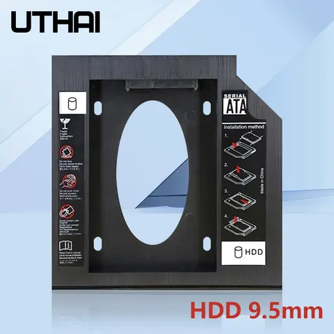 DM DW95 HDD Caddy 9,5 mm Kunststoff Optibay SATA 3.0 Festplatte Box Gehäuse DVD Adapter 2,5 SSD 2 TB für Laptop CD-ROM