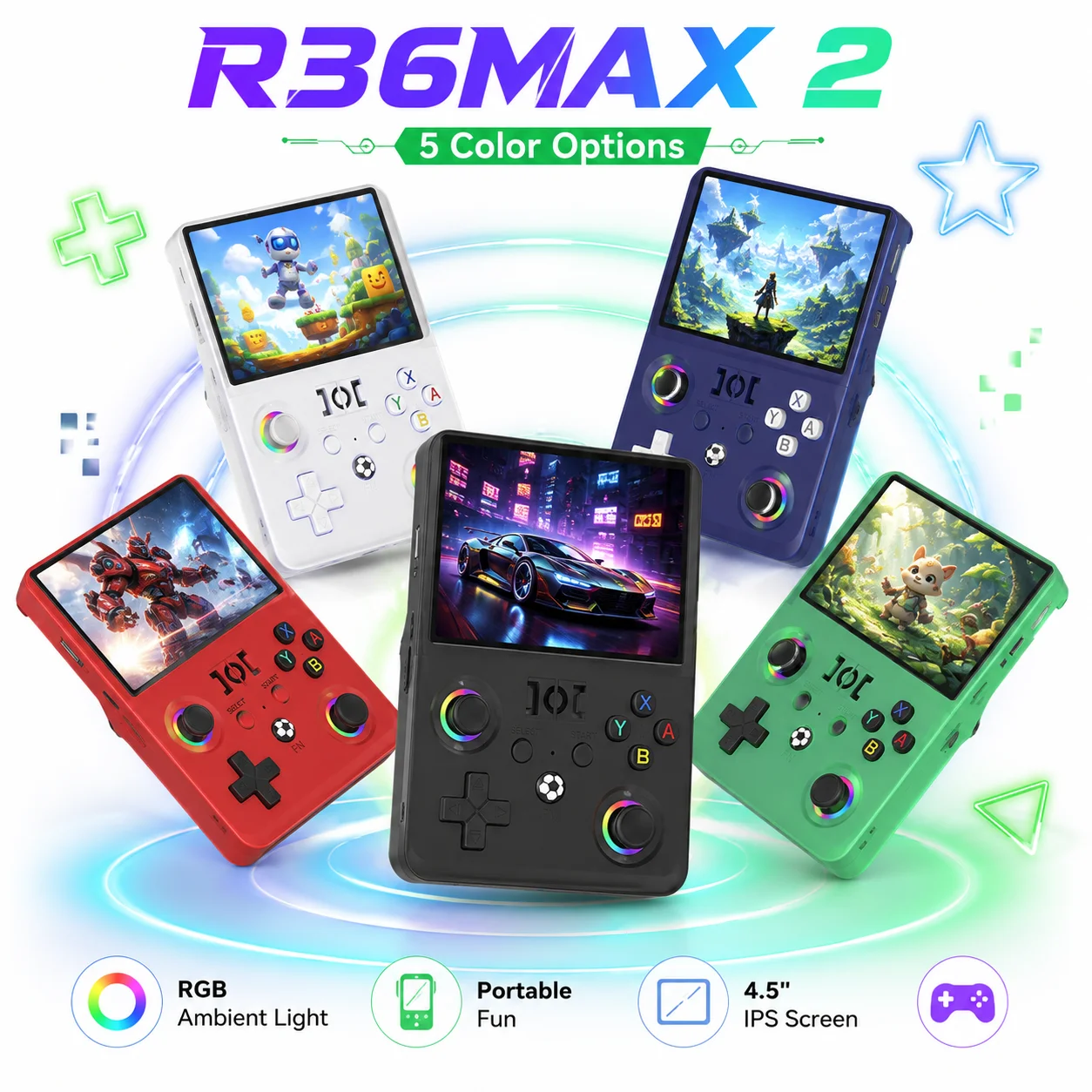 WiFi Online Battle R36 MAX2 Retro Pocket Game Handheld 4.5 Inch Full Lamination IPS Screen Replaceable Joystick Vibration Motor
WiFi Online Battle R36 MAX2 Retro Pocket Game Handheld 4.5 Inch Full Lamination IPS Screen Replaceable Joystick Vibration Motor