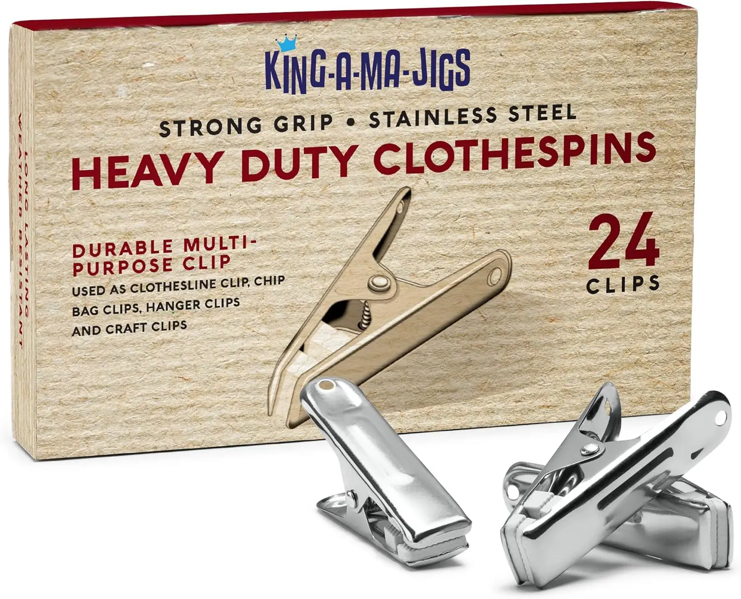24 Pack Stainless Steel Clothespins - Strong Grip, Weather-Resistant Multipurpose Clips for Laundry, Chip Bags, Crafts
24 Pack Stainless Steel Clothespins - Strong Grip, Weather-Resistant Multipurpose Clips for Laundry, Chip Bags, Crafts