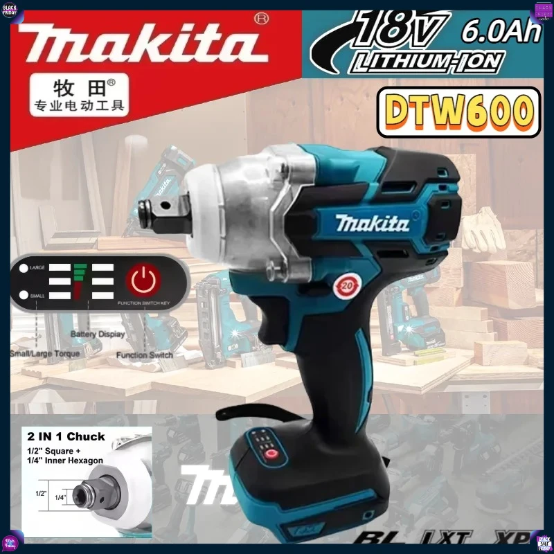 Аккумуляторный ударный гайковерт Makita DTW600, 280 Нм, с высоким крутящим моментом, бесщеточный, 18 В, для авторемонта
Аккумуляторный ударный гайковерт Makita DTW600, 280 Нм, с высоким крутящим моментом, бесщеточный, 18 В, для авторемонта
