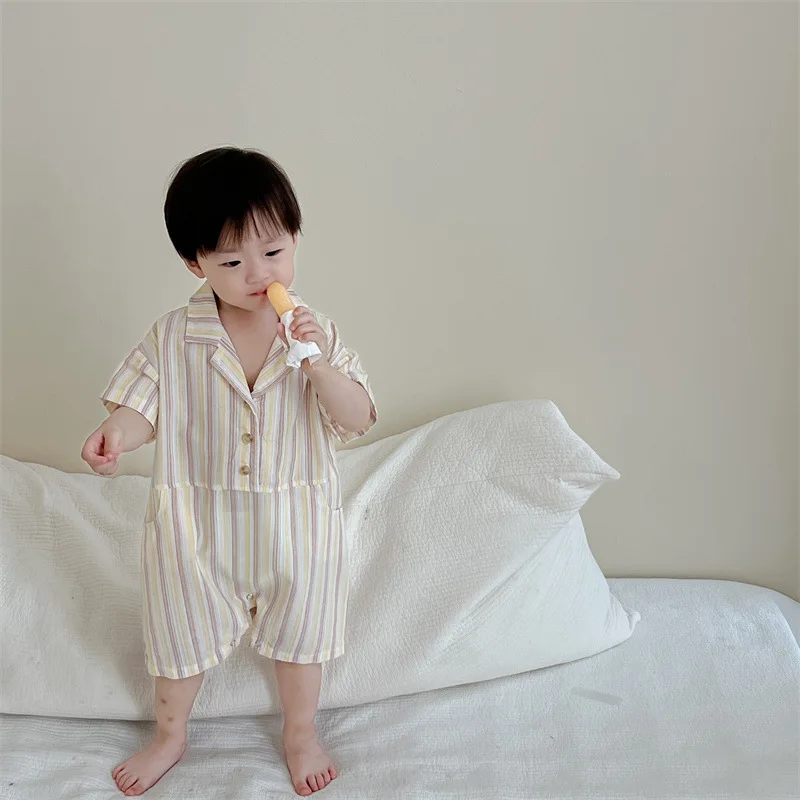 2025 Summer Baby Boy Striped Romper Infant Loose Onesie Korean Cotton Thin Toddler Boys Short Sleeve Jumpsuit Newborn Clothes
2025 Summer Baby Boy Striped Romper Infant Loose Onesie Korean Cotton Thin Toddler Boys Short Sleeve Jumpsuit Newborn Clothes