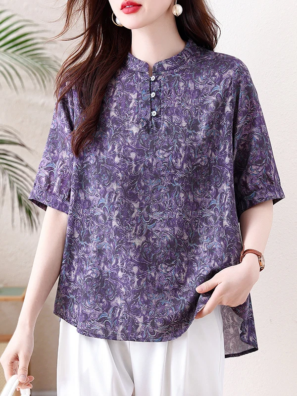 Summer 2026 Women's Linen Floral Shirt Short Sleeve Stand Collar Commute Style Chinese New Style Trendy Top Brand Tagless
Summer 2026 Women's Linen Floral Shirt Short Sleeve Stand Collar Commute Style Chinese New Style Trendy Top Brand Tagless