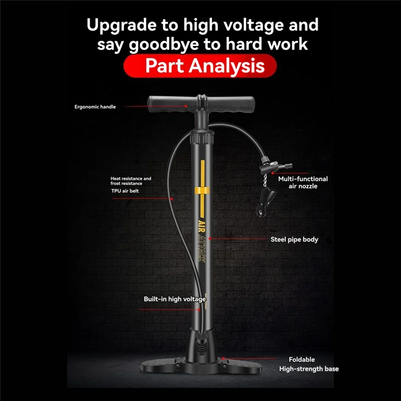 -A95Z High Pressure Air Pump 160PSI Manual Pump Valve Tire Inflator MTB Road Bike Accessories Black
-A95Z High Pressure Air Pump 160PSI Manual Pump Valve Tire Inflator MTB Road Bike Accessories Black