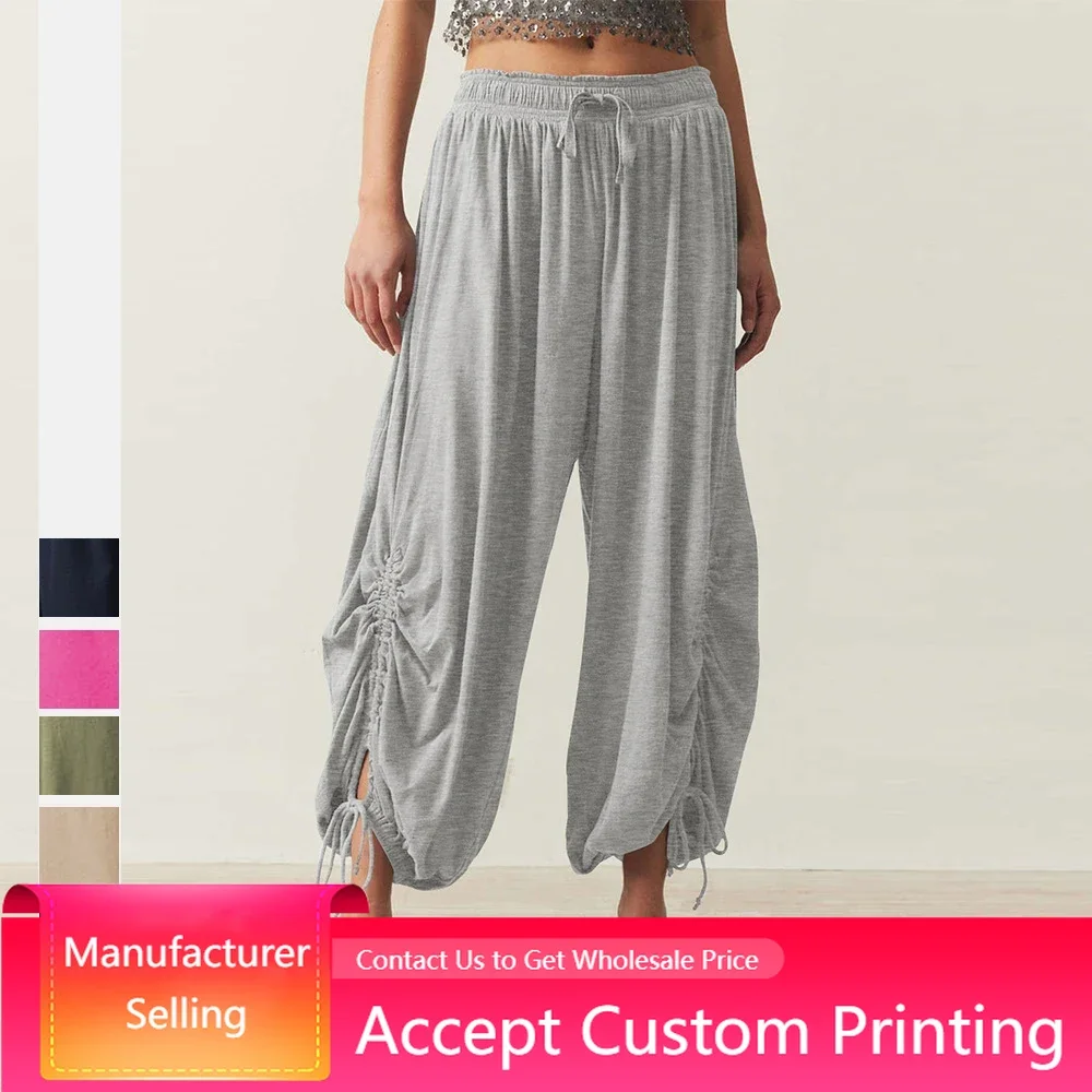 Summer Women Casual Wide Leg Pants Solid Color Loose Drawstring Pants Bundled Leg Long Sweatpants Slim Yoga Pants
Summer Women Casual Wide Leg Pants Solid Color Loose Drawstring Pants Bundled Leg Long Sweatpants Slim Yoga Pants
