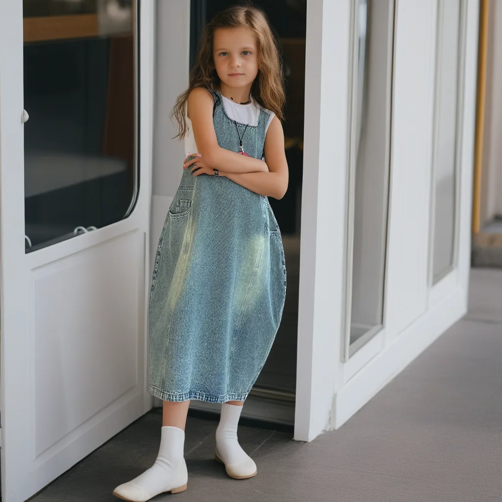 Teen Children Clothes 2025 Summer Girls Denim Dress Sleeveless Vest Princess Dress for Kids Lightweight Casual Thin Casual Wear
Teen Children Clothes 2025 Summer Girls Denim Dress Sleeveless Vest Princess Dress for Kids Lightweight Casual Thin Casual Wear