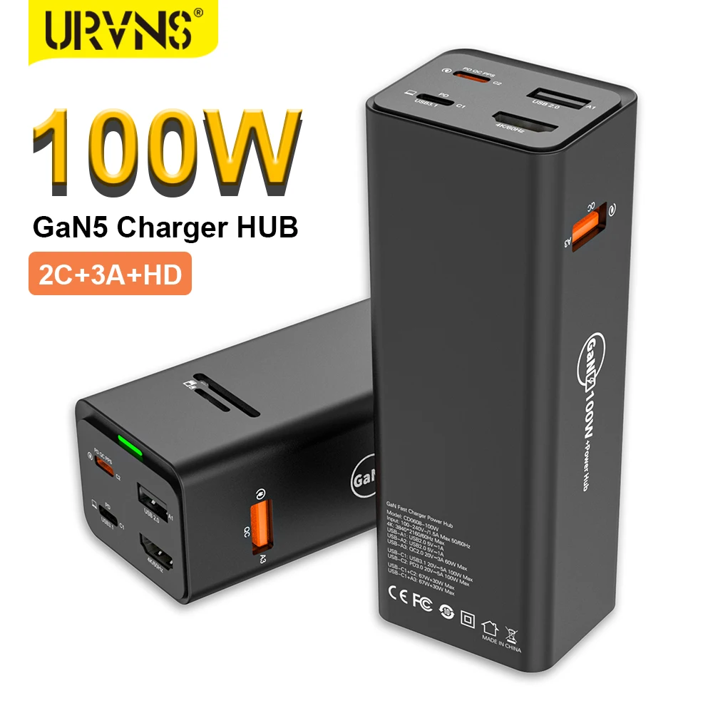 URVNS 100W GaN Desktop Type-C Charger Fast Charging HUB 4K HDMI Screen Casting Docking Station Charger for Switch Steam Deck
URVNS 100W GaN Desktop Type-C Charger Fast Charging HUB 4K HDMI Screen Casting Docking Station Charger for Switch Steam Deck