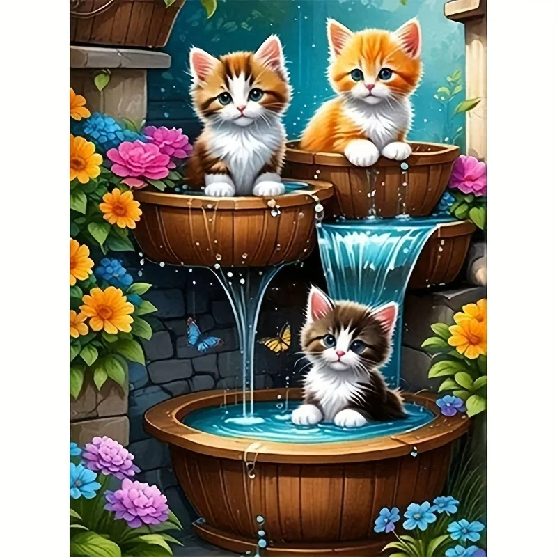 5D DIY Diamond Painting Animal Themed Round Diamond Mosaic Unique Water Cascade Scene With and 3 cats picture Home Decorative
5D DIY Diamond Painting Animal Themed Round Diamond Mosaic Unique Water Cascade Scene With and 3 cats picture Home Decorative