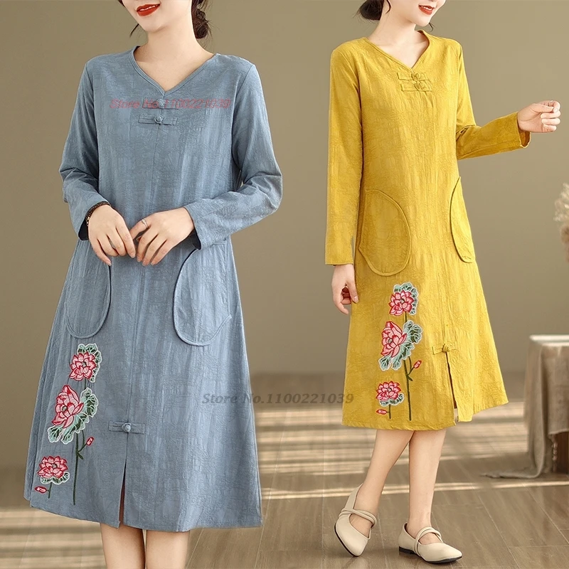 2025 chinese vintage dress national flower embroidery a-line dress cheongsam improved qipao traditional folk dress streetwear
2025 chinese vintage dress national flower embroidery a-line dress cheongsam improved qipao traditional folk dress streetwear