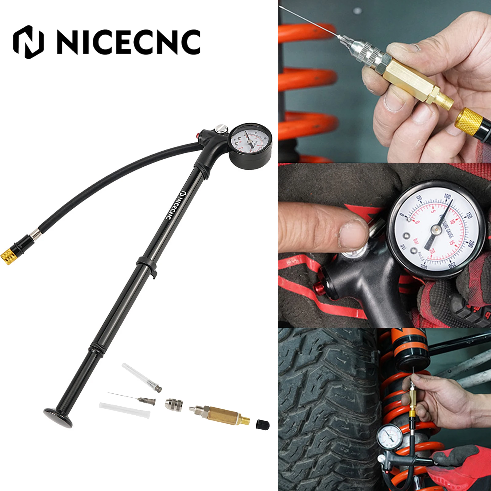 Air Shock Pump Suspension Pump Nitrogen Shock Needle Fill Adaptor Kit For KTM EXC Husqvarna Yamaha Raptor Polaris RZR ATV UTV
Air Shock Pump Suspension Pump Nitrogen Shock Needle Fill Adaptor Kit For KTM EXC Husqvarna Yamaha Raptor Polaris RZR ATV UTV